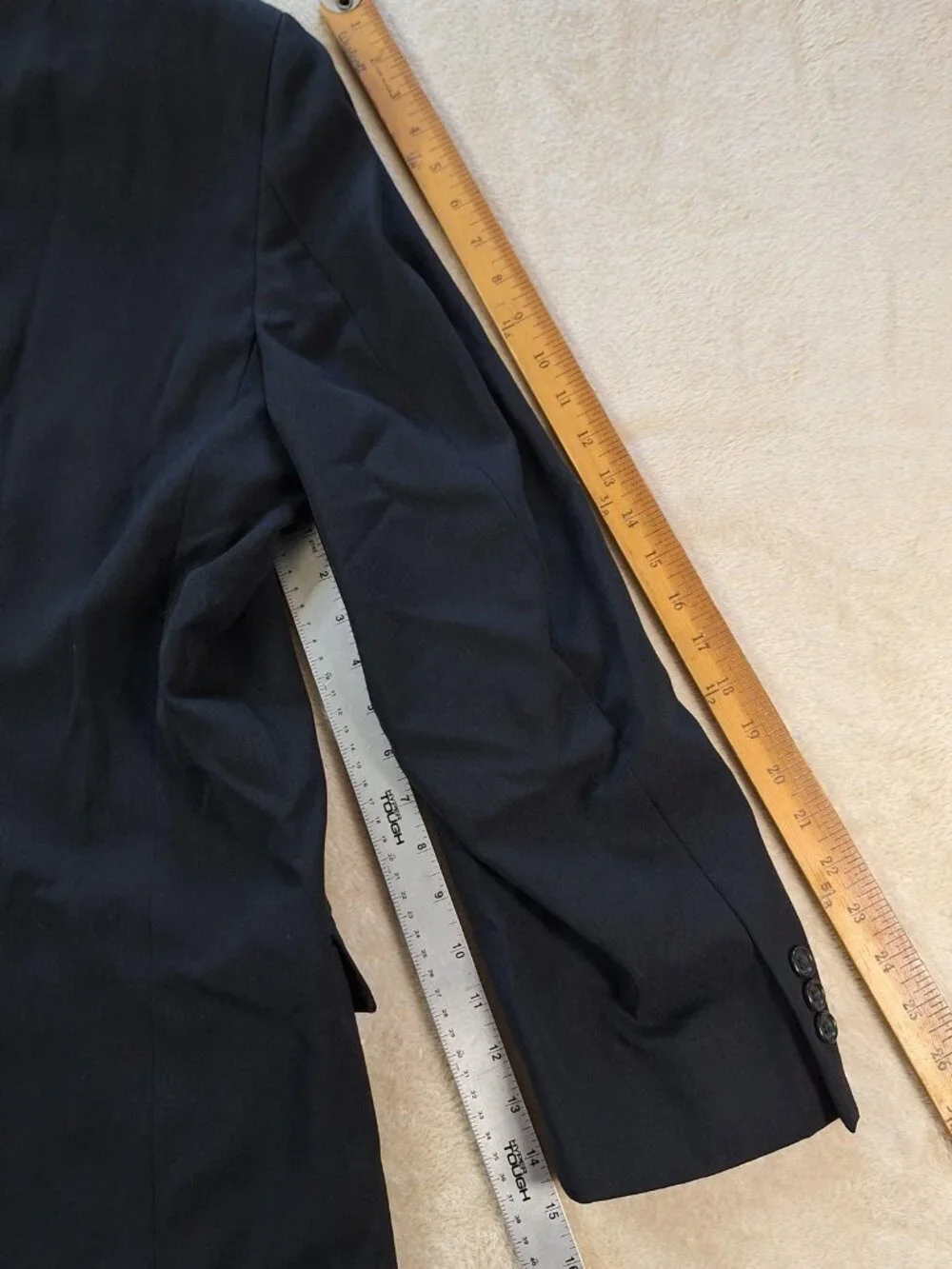 Nino Cerruti Suit Mens 44 Black Wool Double Breasted Ventless Jacket Pants